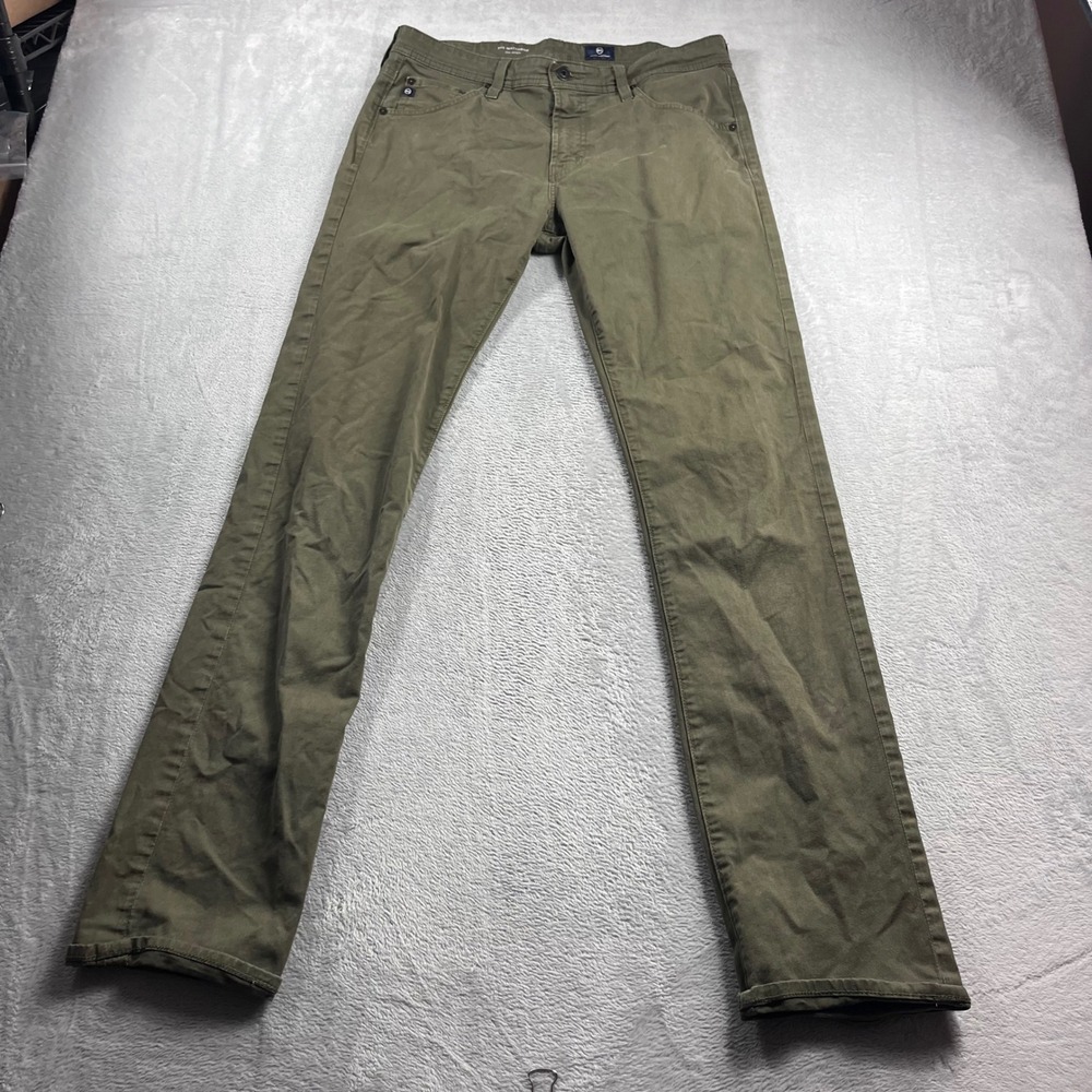 AG Adriano Goldschmied The Matchbox Slim Straight Pants Olive Green Mens 32R